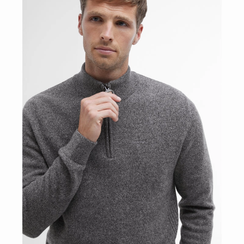Flash Discount Today Shop Save Big Barbour Tisbury Lambswool 1/4 Zip Mens Jumper - Grey