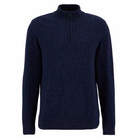 Shop Grab Now Exclusive Holiday Deal Barbour Tisbury Lambswool 1/4 Zip Mens Jumper - Navy