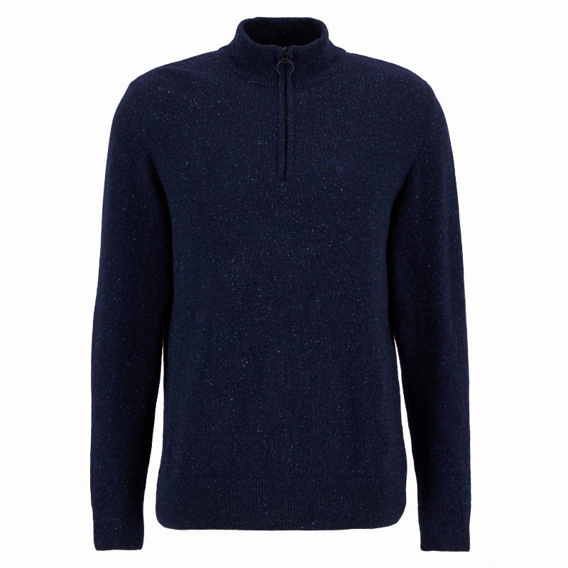 Shop Grab Now Exclusive Holiday Deal Barbour Tisbury Lambswool 1/4 Zip Mens Jumper - Navy