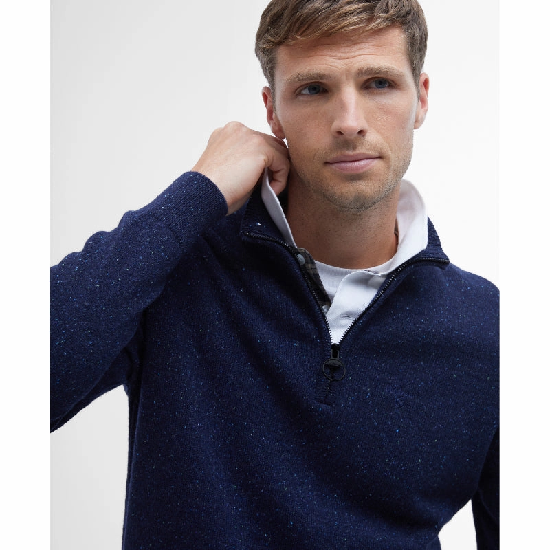 Barbour Tisbury Lambswool 1/4 Zip Mens Jumper - Navy Limited Time Steal