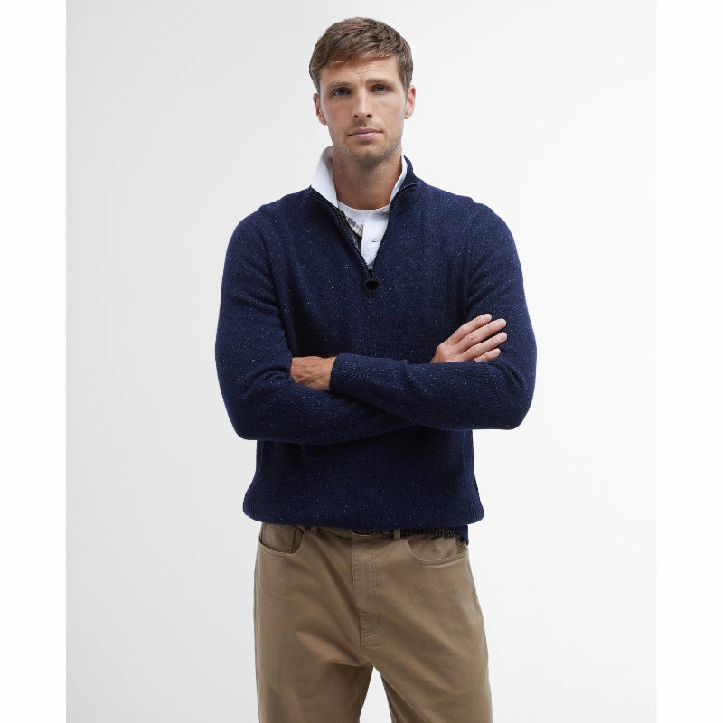 Barbour Tisbury Lambswool 1/4 Zip Mens Jumper - Navy Limited Time Hot Deal