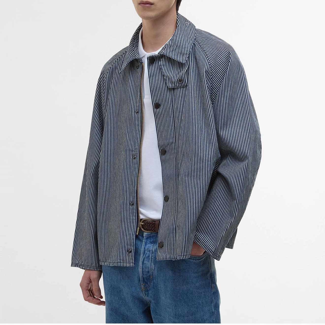 Todays Steal Today Only Offer Barbour Transport Stripe Casual Jacket Indigo Stripe
