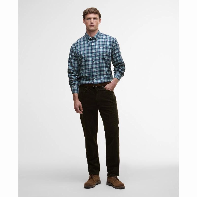 Barbour Turville Mens Regular Fit Shirt - Mallard Green Flash Offer Today