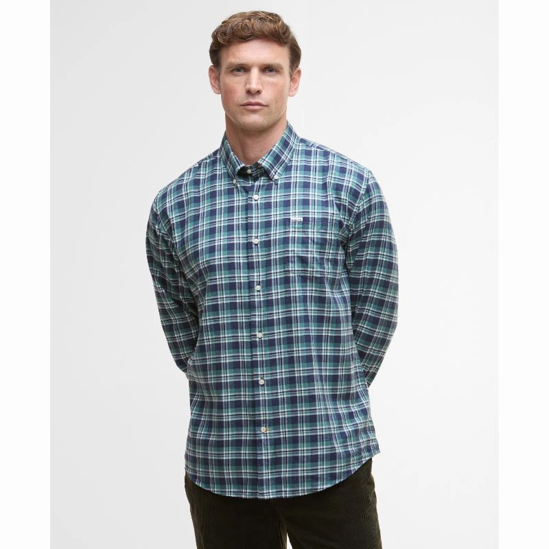 Barbour Turville Mens Regular Fit Shirt - Mallard Green Flash Offer Today