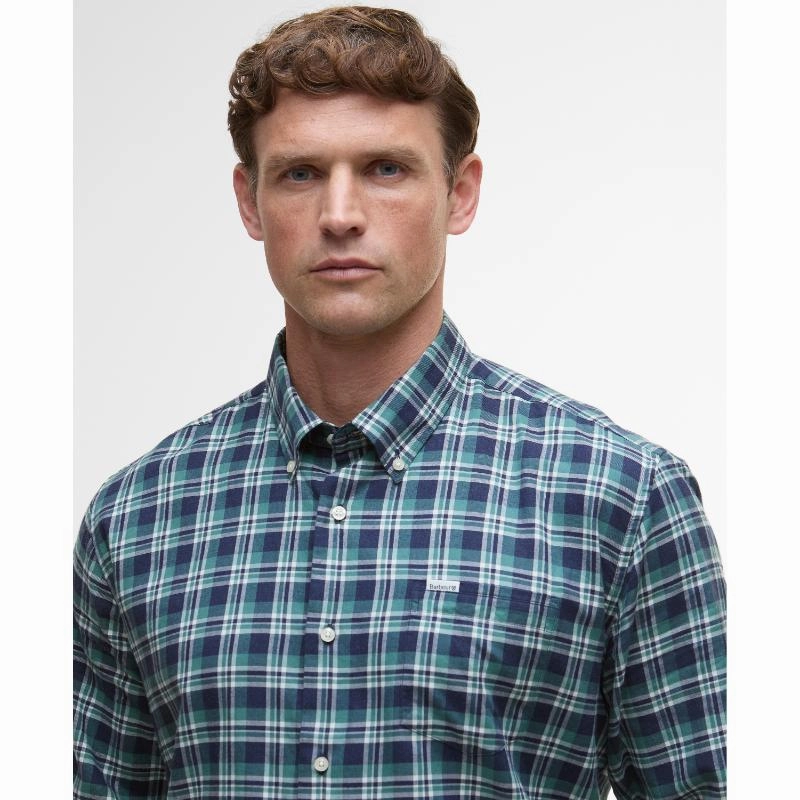 Barbour Turville Mens Regular Fit Shirt - Mallard Green Instant Hot Deal