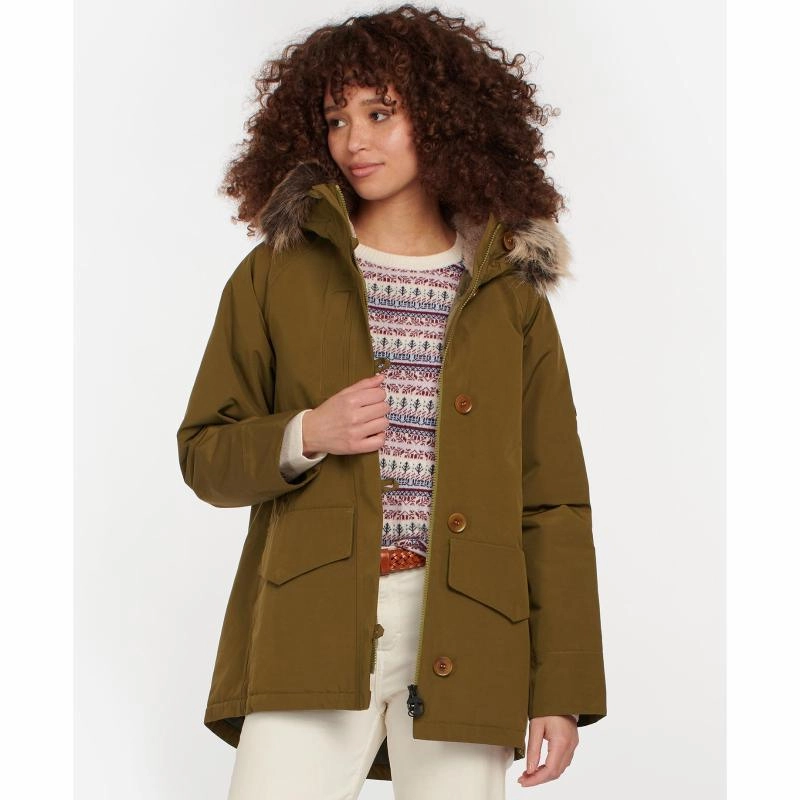 Steal the Deal Now Barbour Warkworth Ladies Waterproof Jacket - Nori Green/Dusky Green