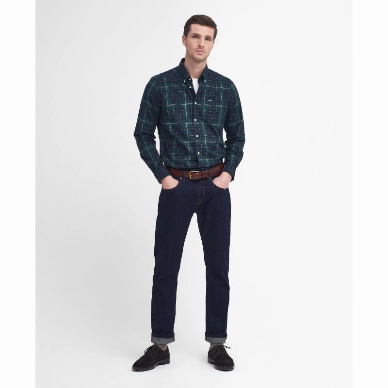 Dont Miss These Savings Grab Save Today Barbour Wetheram Tailored Tartan Mens Shirt  - Green Loch