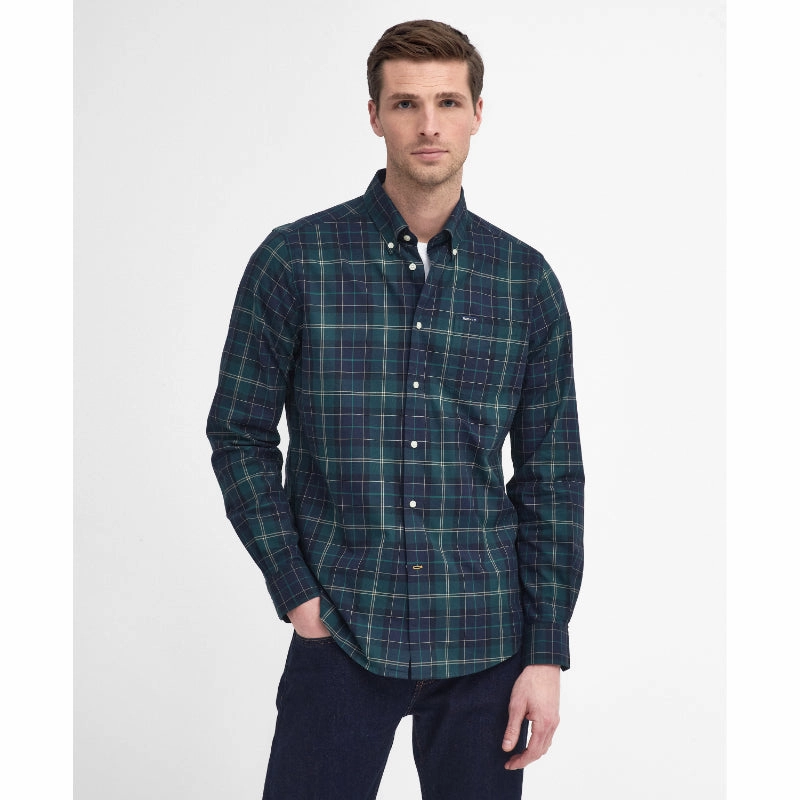 Grab It Fast Barbour Wetheram Tailored Tartan Mens Shirt  - Green Loch