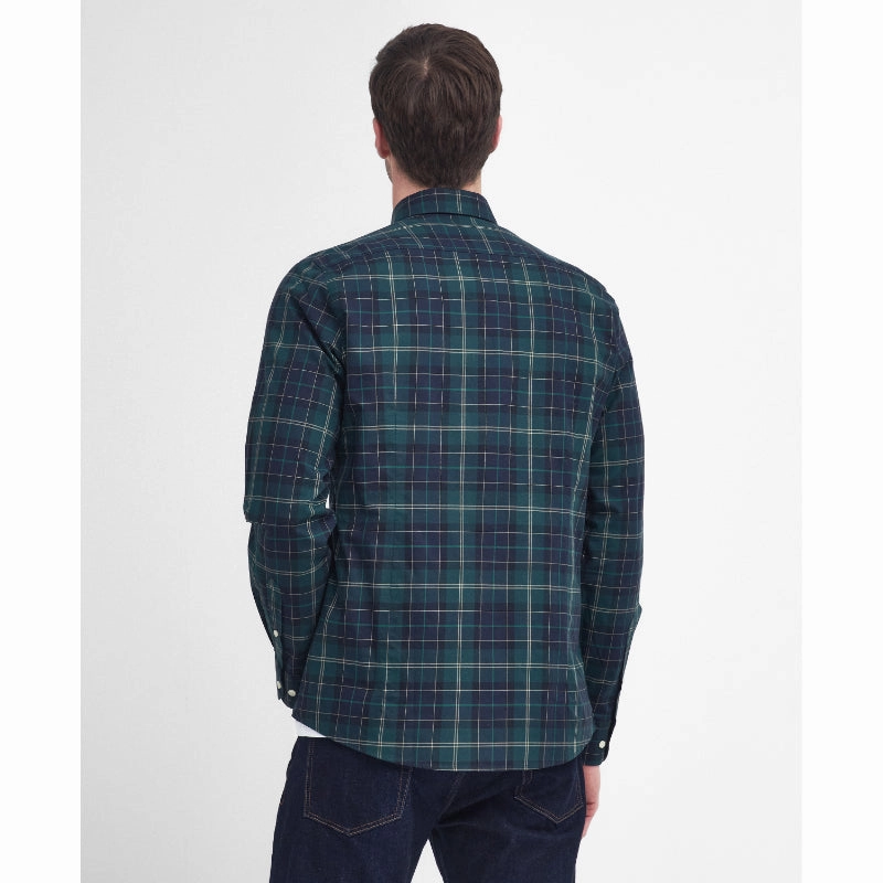 Barbour Wetheram Tailored Tartan Mens Shirt  - Green Loch MustShop Sale Last Chance Offer