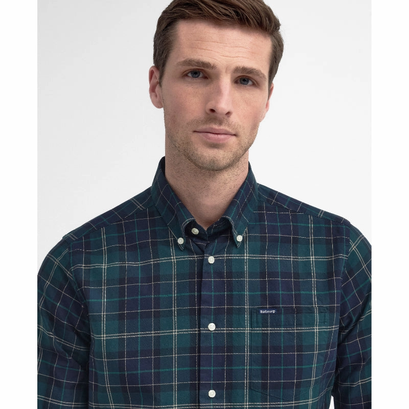 Hot Price Drop Limited Stock Deals Barbour Wetheram Tailored Tartan Mens Shirt  - Green Loch