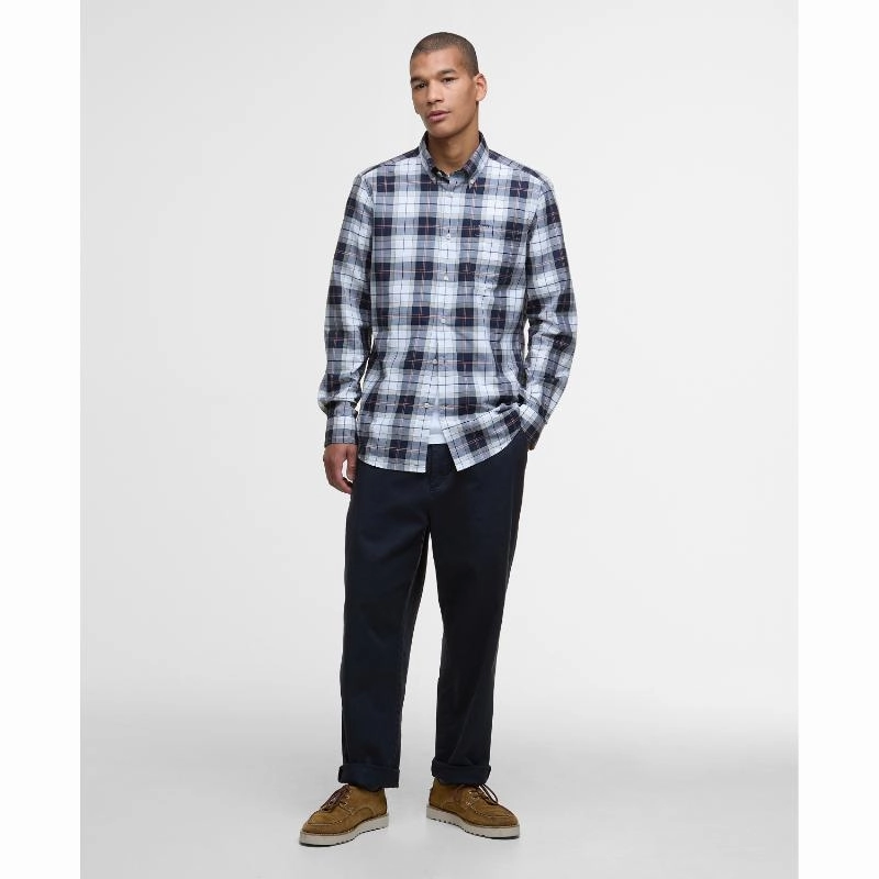 Barbour Wetheram Tailored Tartan Mens Shirt - Riverstone Tartan Limited Stock Offer Flash Deal Today