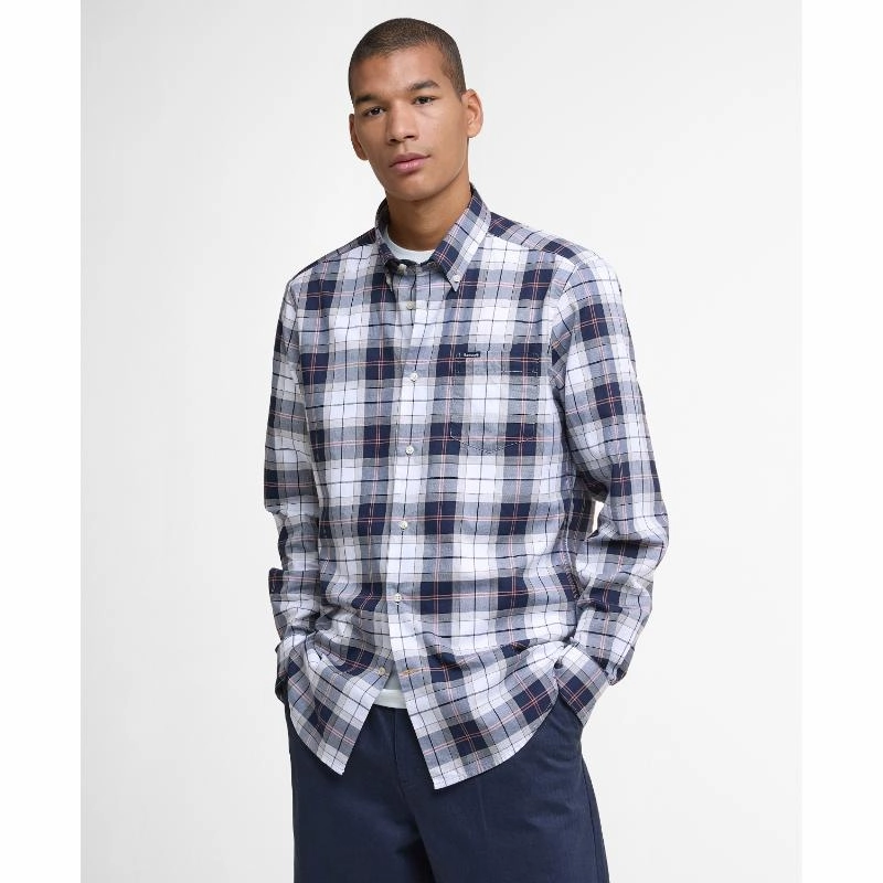 Clearance Sale Barbour Wetheram Tailored Tartan Mens Shirt - Riverstone Tartan