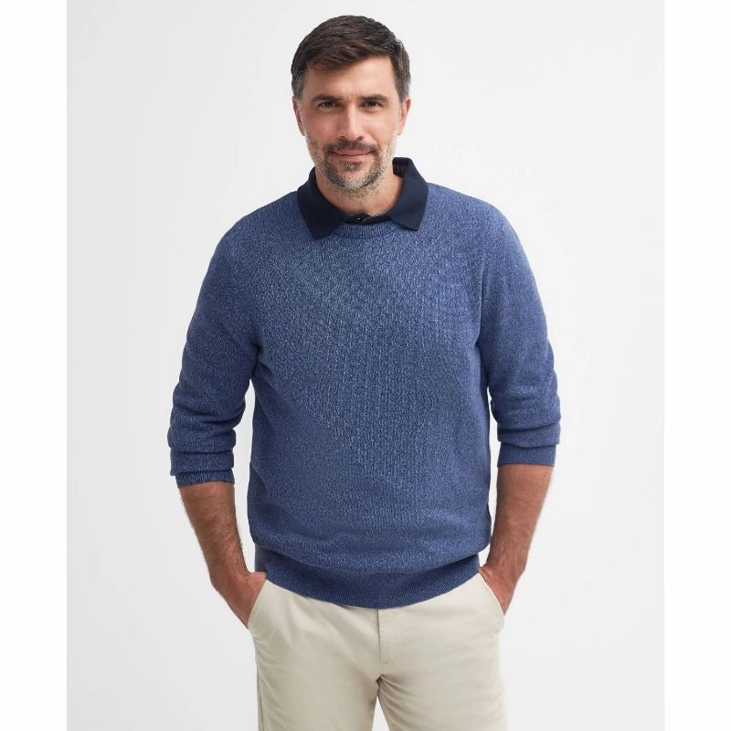 Barbour Whitfield Crew Neck Mens Jumper - Navy Grab Todays Deal