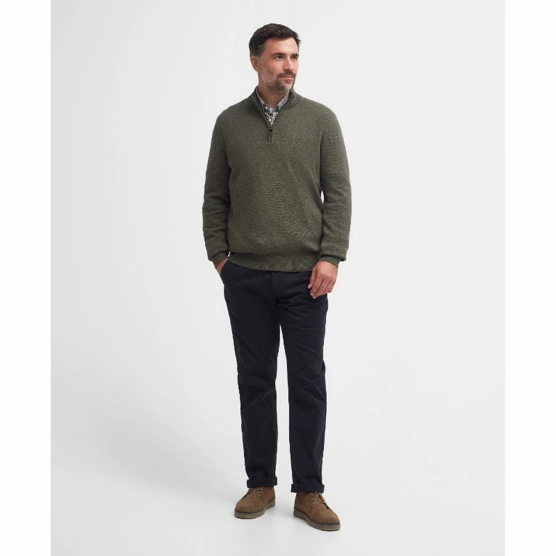 Barbour Whitfield Half Zip Mens Jumper - Olive MustHave Deals