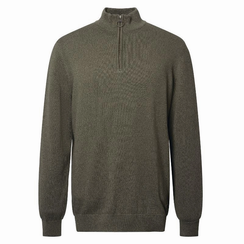 Limited Edition Offer Barbour Whitfield Half Zip Mens Jumper - Olive