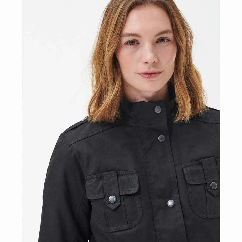 Best Price Today Barbour Winter Defence Ladies Wax Jacket - Black/Classic