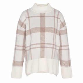 Save More Now Hot Savings Alert Barbour Womens Deanna Knitted Jumper Winter White Tartan