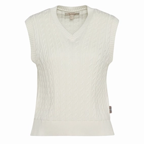 Barbour Womens Hartland Sleeveless Knitted Jumper Cloud Hot Offer Inside