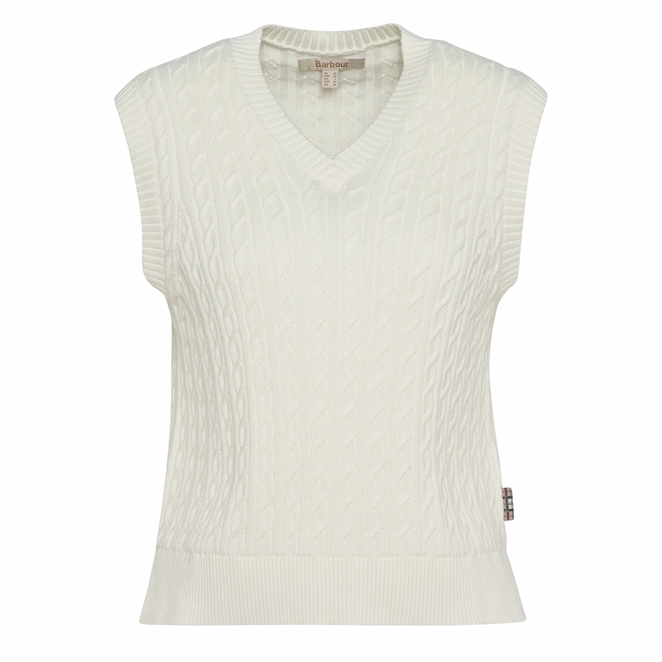 Barbour Womens Hartland Sleeveless Knitted Jumper Cloud Hot Offer Inside