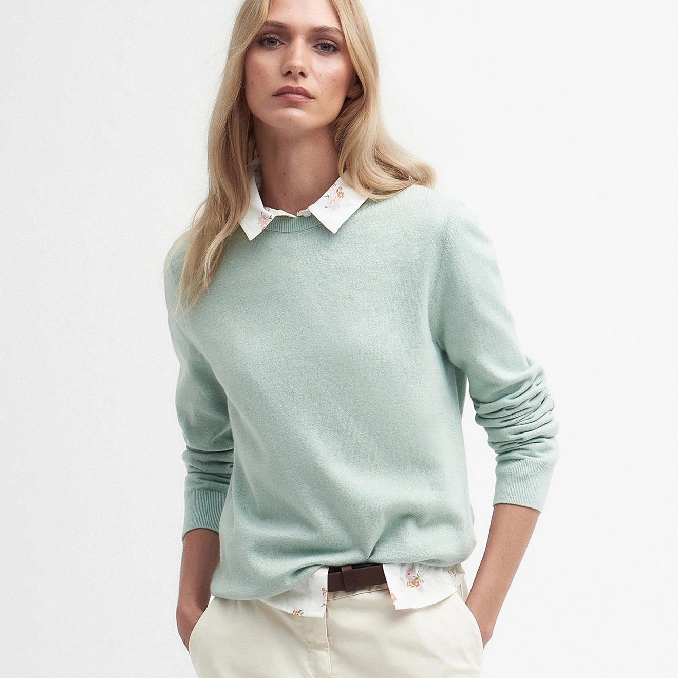 Dont Miss These Savings Perfect Gift Offer Barbour Womens Lavender Crew Neck Jumper Bayleaf