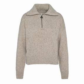 Trending Savings Now Barbour Womens Lavensdale Half Zip Knitted Jumper Oatmeal