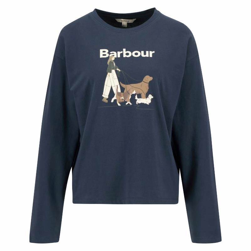 Trending Now Offer Hot Offer Inside Barbour Woodhouse Ladies Long Sleeve T-Shirt - Navy