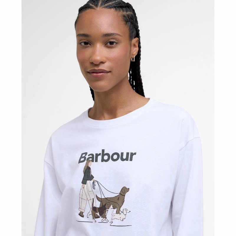 Todays Hot Savings Weekend Specials Barbour Woodhouse Ladies Long Sleeve T-Shirt - White