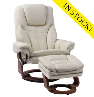 Benchmaster - Hana - Chair and Ottoman - Ivory - IN STOCK!