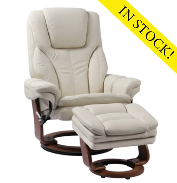 Benchmaster - Hana - Chair and Ottoman - Ivory - IN STOCK!