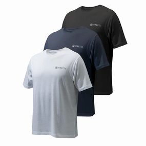 Beretta Set Of 3 Corporate T-Shirts Blue Total Eclipse / Black / White Daily Special Offer New Arrival Discount