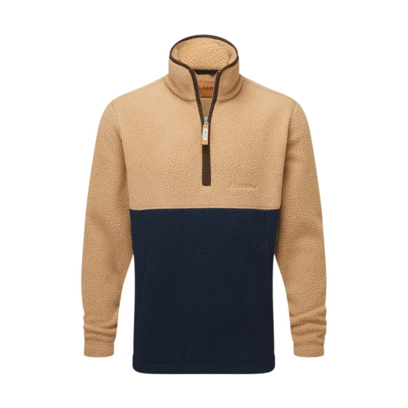 Schoffel Berkeley Retro 1/4 Zip Fleece - True Navy/Tan Shop Hot Picks Shop Today Save