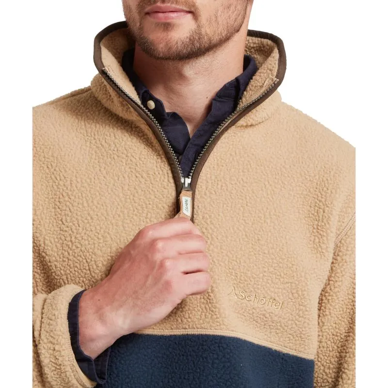 Schoffel Berkeley Retro 1/4 Zip Fleece - True Navy/Tan Grab the Deal Now