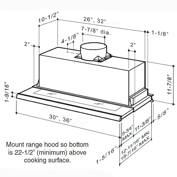 Best Range Hoods U10230SBI 30" Stainless Steel Built-In Range Hood With 575 Max Cfm Internal Blower