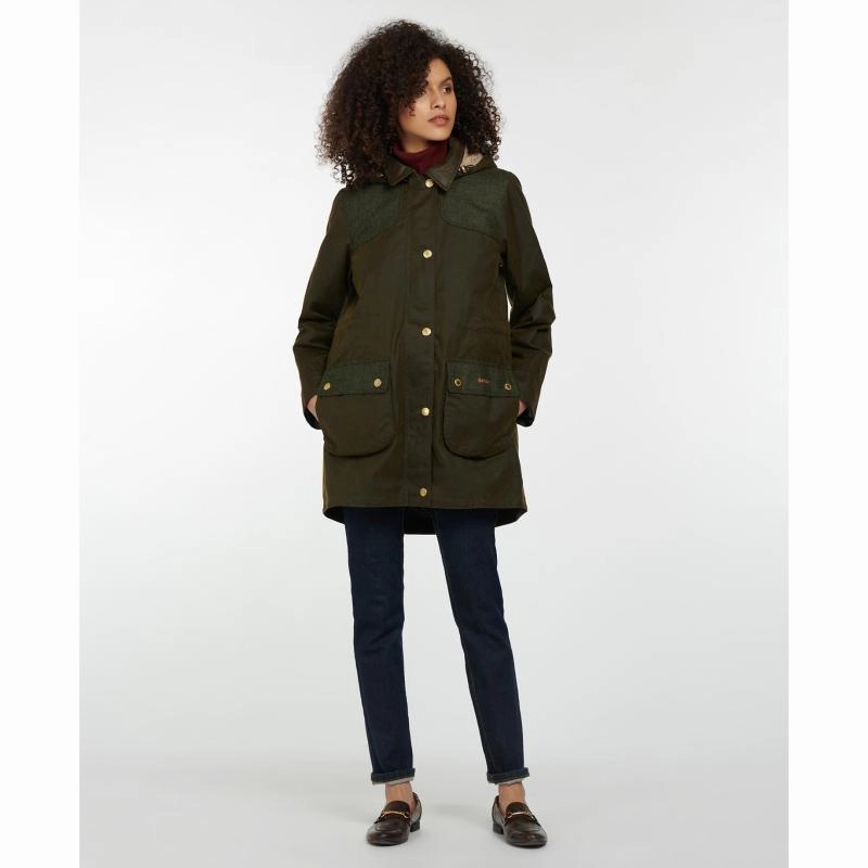 Save Today Only Limited Stock Offer Barbour Keiss Ladies Wax Jacket - Olive/Natural