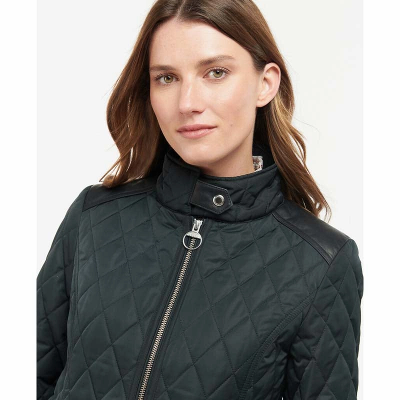 Barbour Premium Cavalry Ladies Quilted Jacket - Black/Ancient Hot Item Clearance