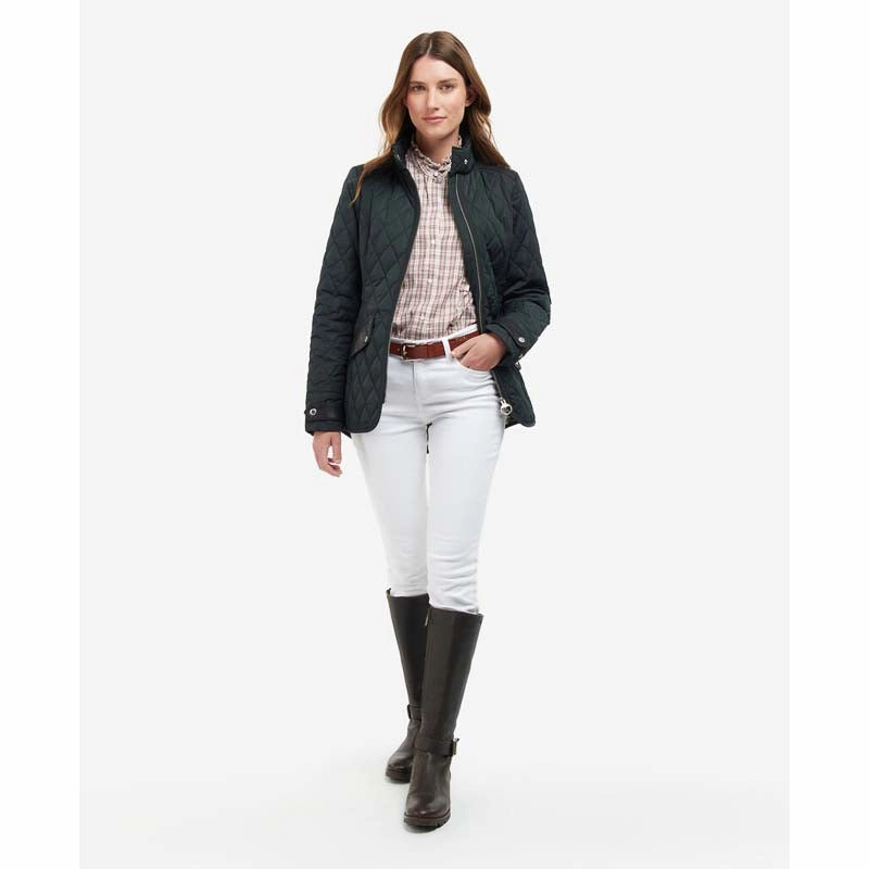 Barbour Premium Cavalry Ladies Quilted Jacket - Black/Ancient Save Today Only