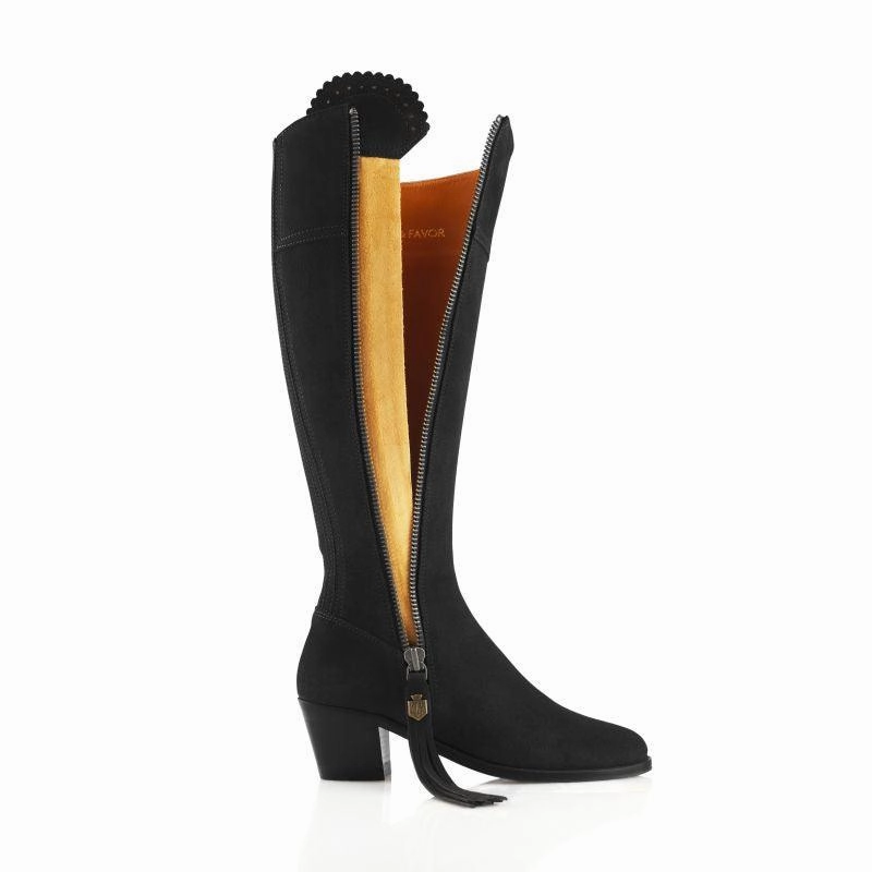Fairfax & Favor Heeled Regina Ladies Suede Boot - Black Mega Sale Now