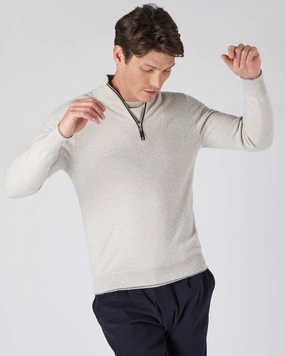 Flash Offer Today Trending Hot Picks Men'S Carnaby Half Zip Cashmere Jumper Pebble Grey