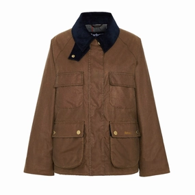 Barbour Ruth Ladies Wax Jacket - Tan/Dress Tartan Weekend Sale Special