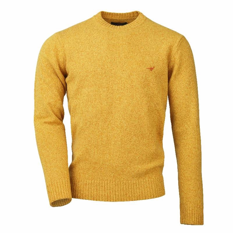 MustHave Deal Surprise Discount Today Laksen Kensington Lambswool Round Neck Mens Jumper - Gorse