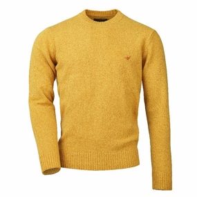 MustHave Deal Surprise Discount Today Laksen Kensington Lambswool Round Neck Mens Jumper - Gorse
