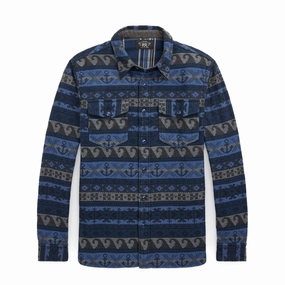 Weekend Specials Shop Hot Picks Rrl By Ralph Lauren Double-Faced Jacquard Workshirt Rl-756 Navy Multi