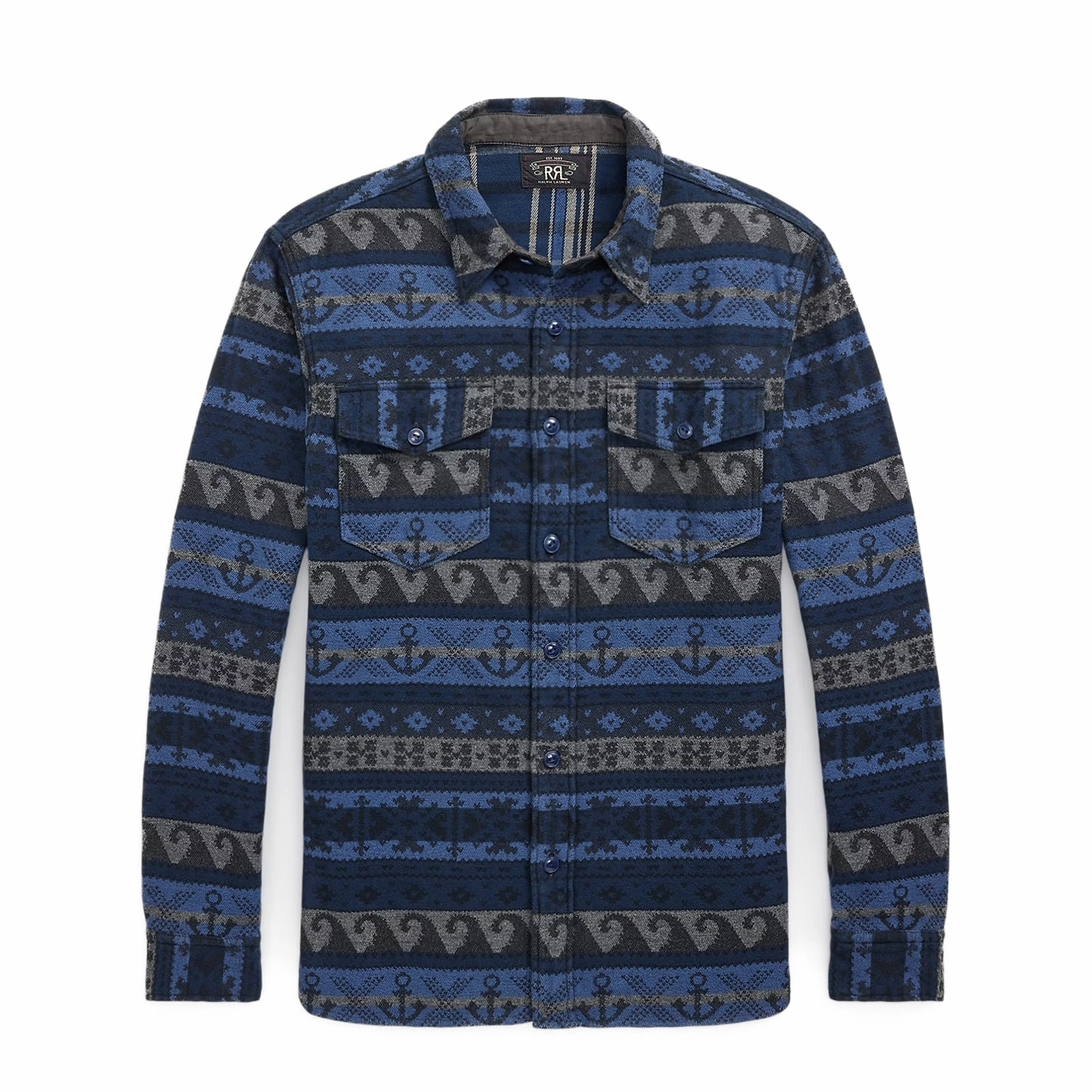 Weekend Specials Shop Hot Picks Rrl By Ralph Lauren Double-Faced Jacquard Workshirt Rl-756 Navy Multi