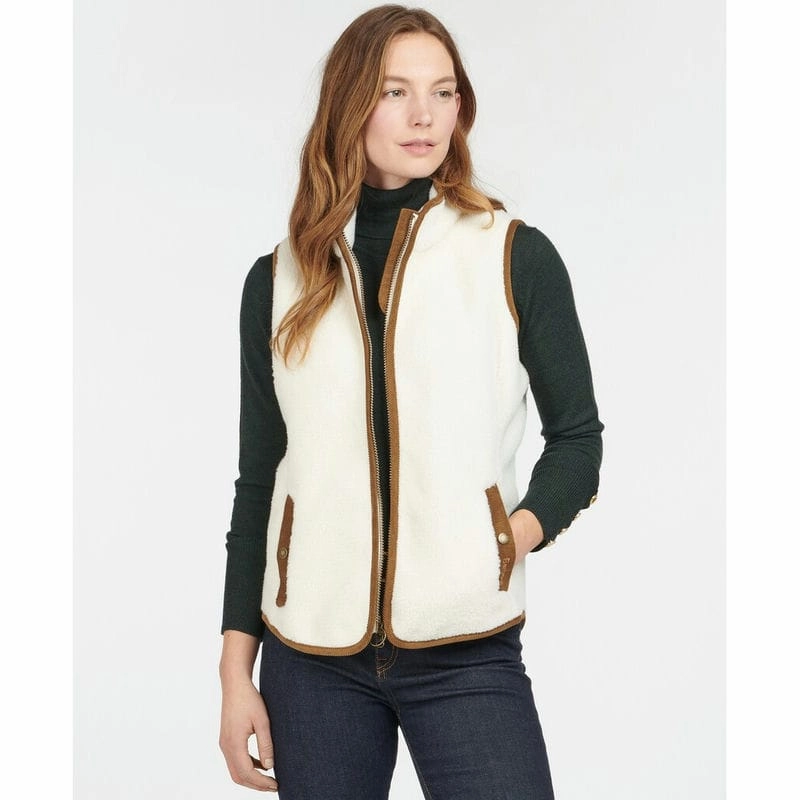 Barbour Burford Ladies Fleece Gilet - Winter Pearl/Classic Big Savings Today