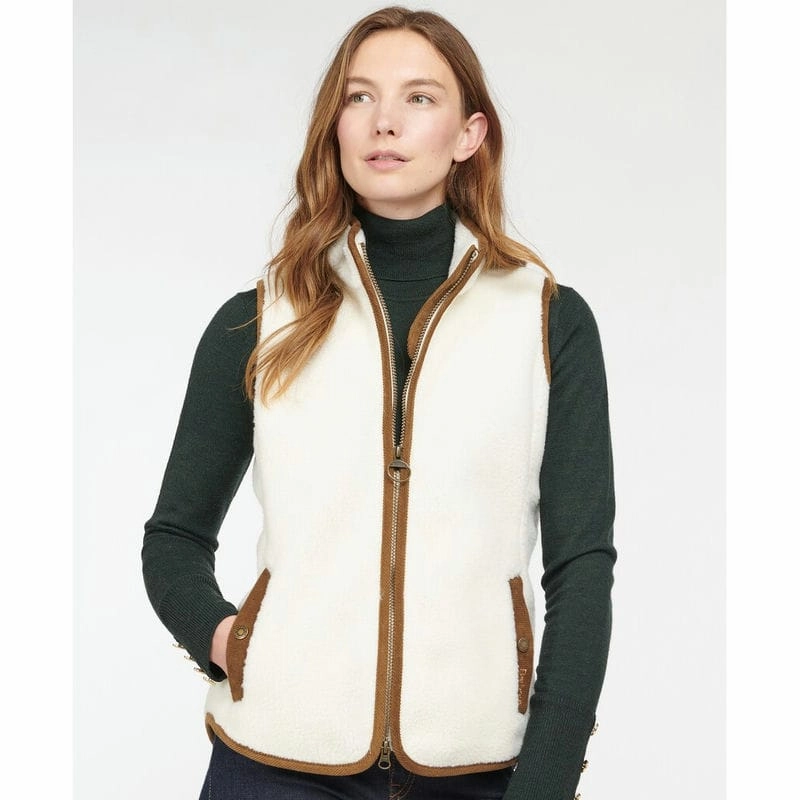 Barbour Burford Ladies Fleece Gilet - Winter Pearl/Classic Limited Stock Deals