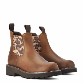 Ariat Fatbaby Twin Gore Ladies Chelsea Boot - Distressed Tan/Leopard Gore Todays Trending Deals