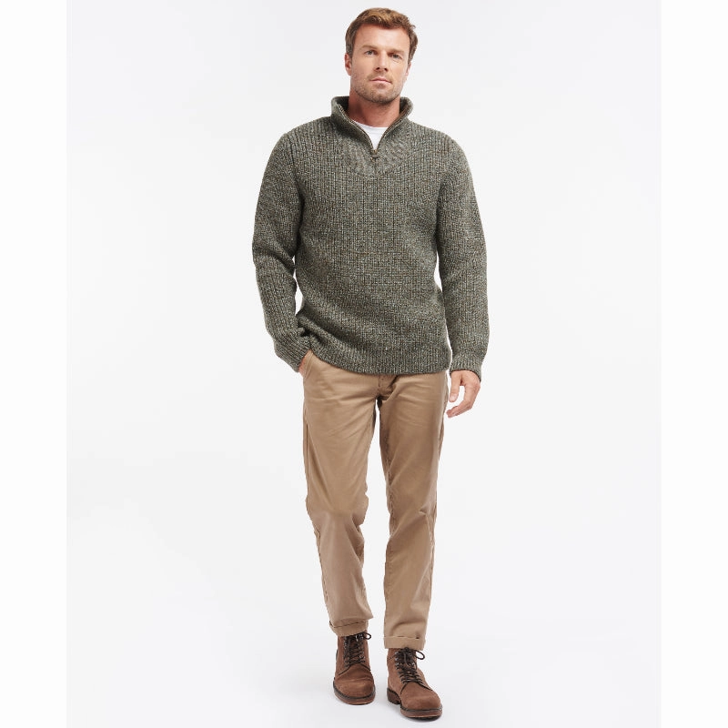 Barbour New Tyne Mens Lambswool Half Zip Jumper - Derby Tweed Dont Miss Big Savings Hot Clearance Now