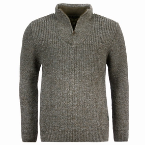 Barbour New Tyne Mens Lambswool Half Zip Jumper - Derby Tweed Special Price Offer