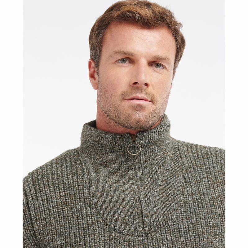 Barbour New Tyne Mens Lambswool Half Zip Jumper - Derby Tweed Special Online Offer Surprise Offer Now