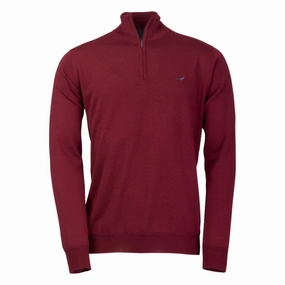 Shop Save Big Today Only Special Laksen Norfolk Mens Merino 1/4 Zip Jumper - Bordeaux